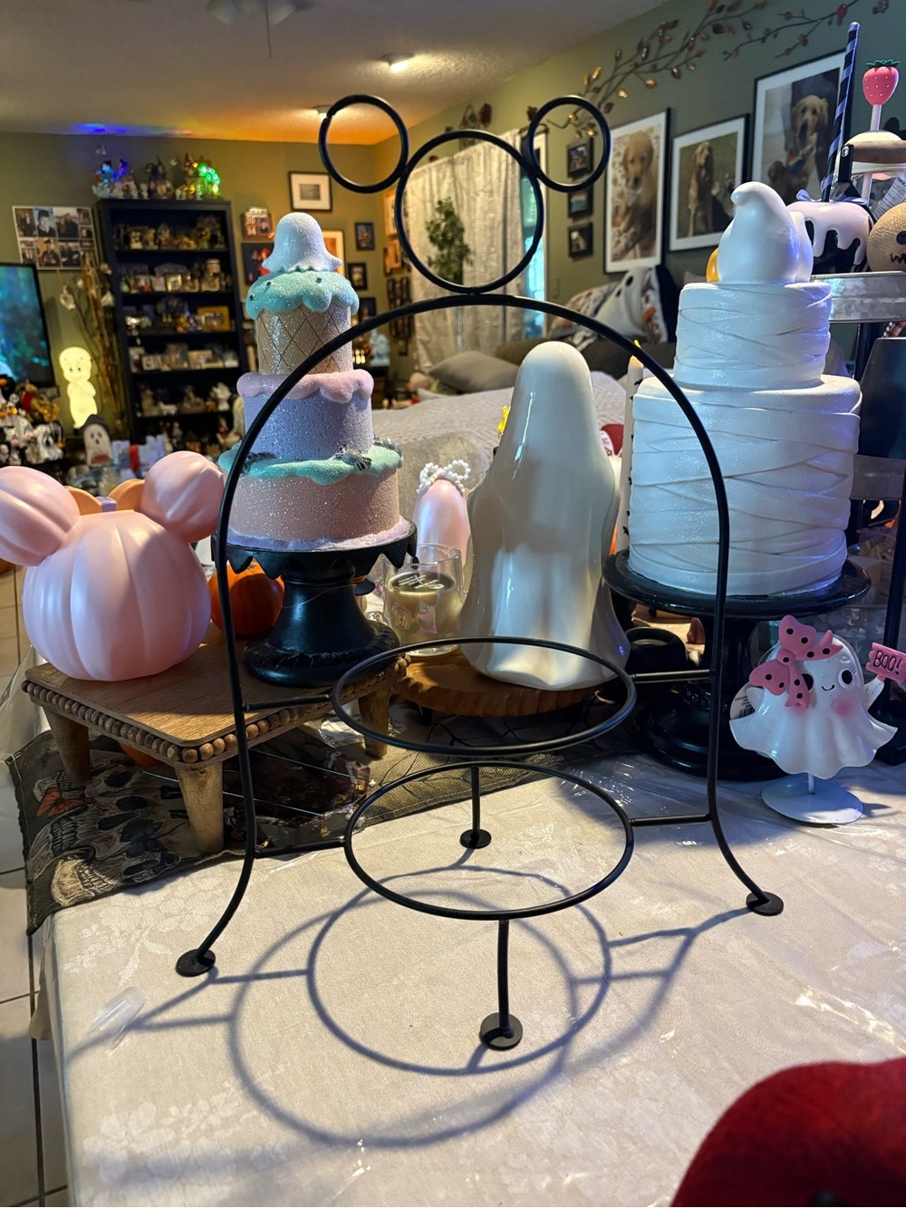 Disney parks Vintage Black Mickey Ears Tiered Iron Dish/desert Display Stand ✨